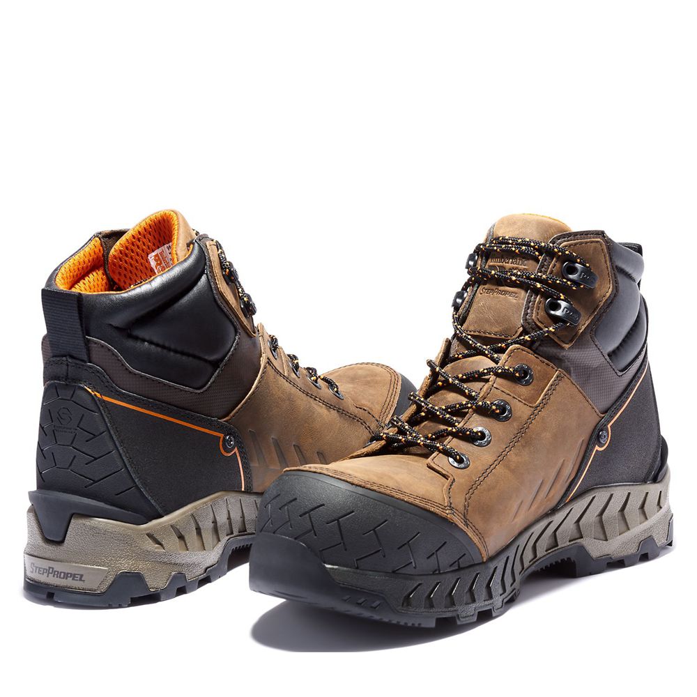 Timberland Μποτακια Εργασίας Ανδρικα Καφε/Μαυρα - Pro® Summit 6-Inch Composite-Toe - Greece 5029741-